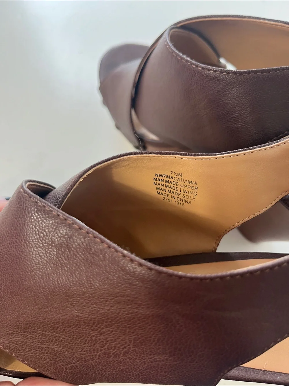 Nine West Sz 7.5/8 Brown Open Toe Wedge Style Shoe